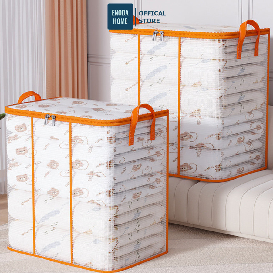 Túi Nhựa PVC Lớn Đựng Chăn Bông ENODA HOME, Túi Đựng Quần Áo Có Khóa Kéo Chống Bụi Chống Ẩm TUI043