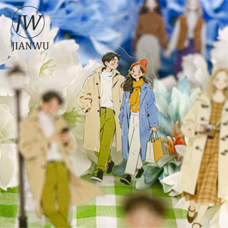 JIANWU Bộ sưu tập giải trí Dòng nhân vật hoa Kawaii Vật liệu phong cảnh CollagePET Sticker Tạp chí sáng tạo Văn phòng phẩm