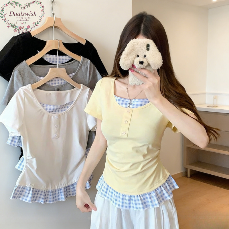 Dualswish Áo Nữ Phối Màu Diverso, Kiểu Kẻ Sọc Hai Mảnh Vai Trần, Thích Hợp Mùa Hè