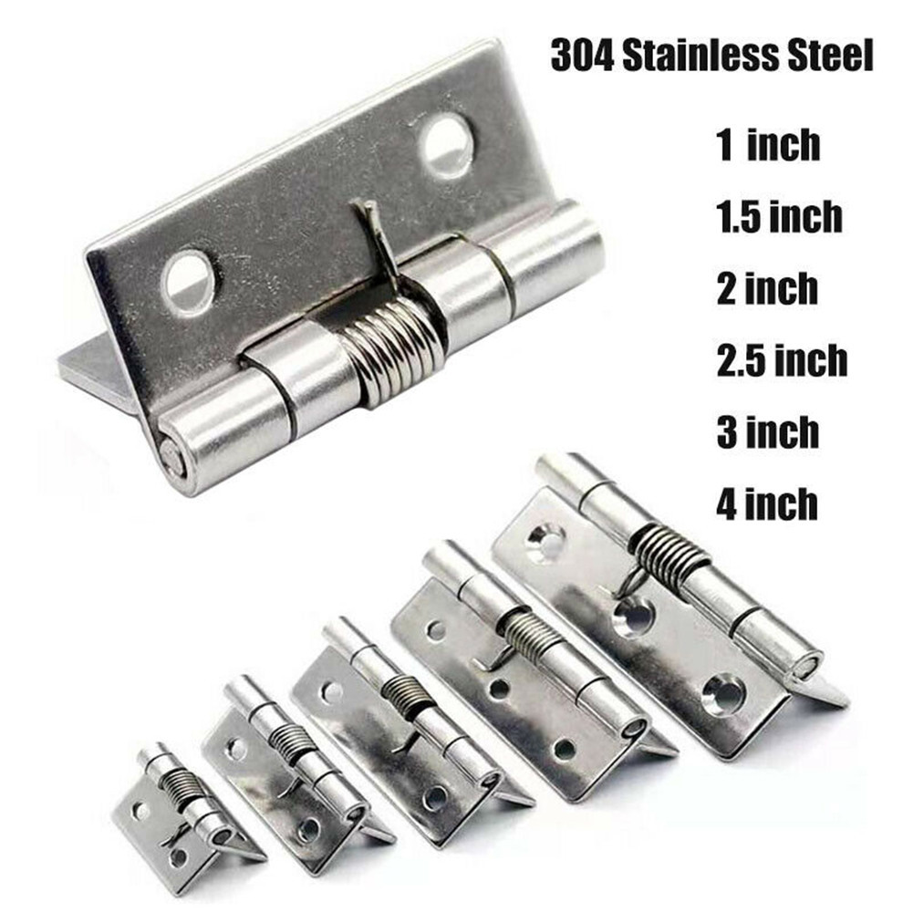 < HÀNG CÓ SẴN > 2 chiếc Phần cứng bản lề cửa lò xo bằng thép không gỉ tự đóng 1 / 1.5 / 2 / 2.5 / 3 / 4Inch❀