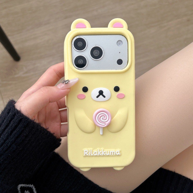 Thích hợp cho 15 / 13 Dễ Thương Lollipop Bear Apple 17promax Ốp Điện Thoại 16 Vỏ Chống Sốc 14PRO Silicone Stereo