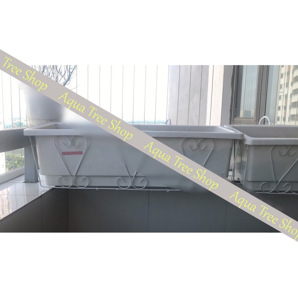 Giỏ sắt treo chậu trồng cây ban công hình chữ nhật, giá treo trồng hoa ban công kích thước 48x21x16cm