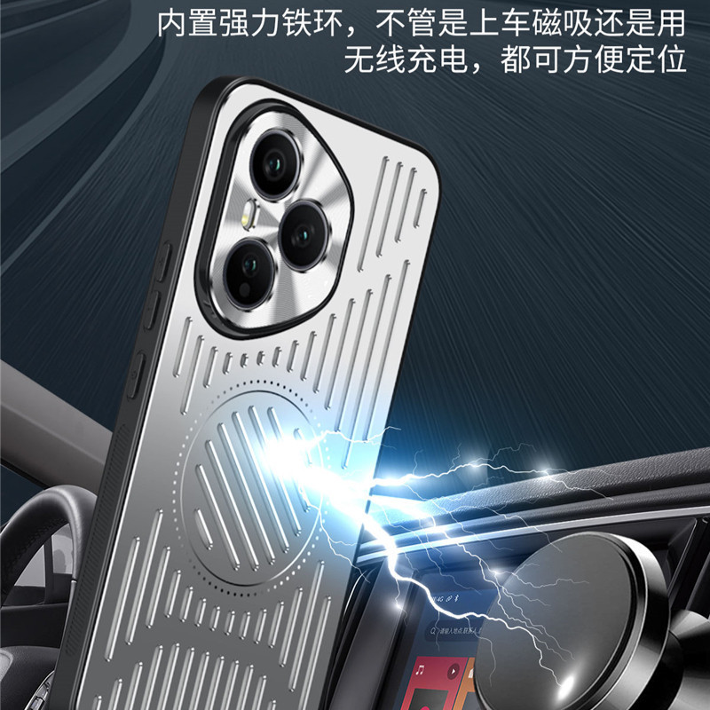 Ốp điện thoại rỗng hợp kim nhôm cho Honor 400 Pro 300 200 100 90 80 Pro Vỏ bảo vệ viền mềm chống rơi Vỏ tản nhiệt mùa hè Vỏ từ tính