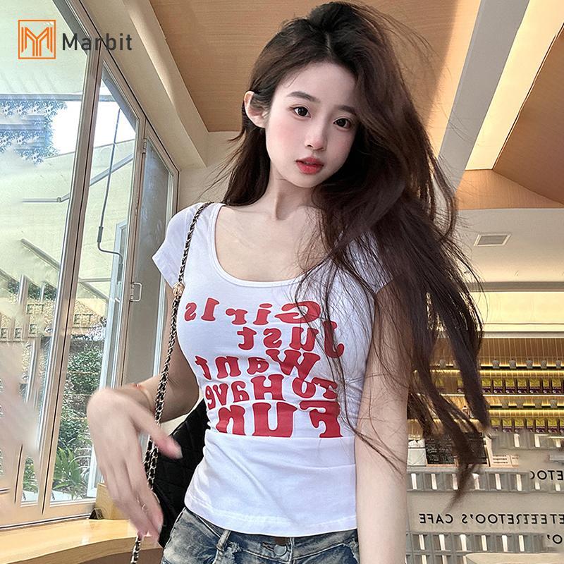 Áo Thun Cổ Ngắn In Chữ Thời Trang Phù Hợp Mùa Hè Cho Nữ