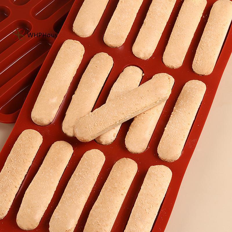 < WHPHous-t > Tiramisu Finger Cookiesmercial Silicone Non-sti Diy Dụng cụ làm bánh cho gia đình Chịu nhiệt độ cao 15 khuôn Đẹp