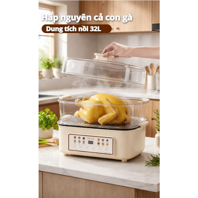 Nồi Lẩu Hấp Điện Đa Năng BRION Dung Tích 28L Bảo Hành Chính Hãng 24 Tháng