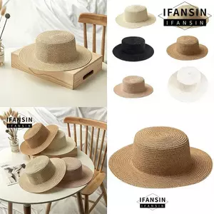 Mũ Rơm IFANSIN Vành Rộng Thoáng Khí, Chống Nắng Cho Bãi Biển Với Ống Hút Dệt Tay Thời Trang