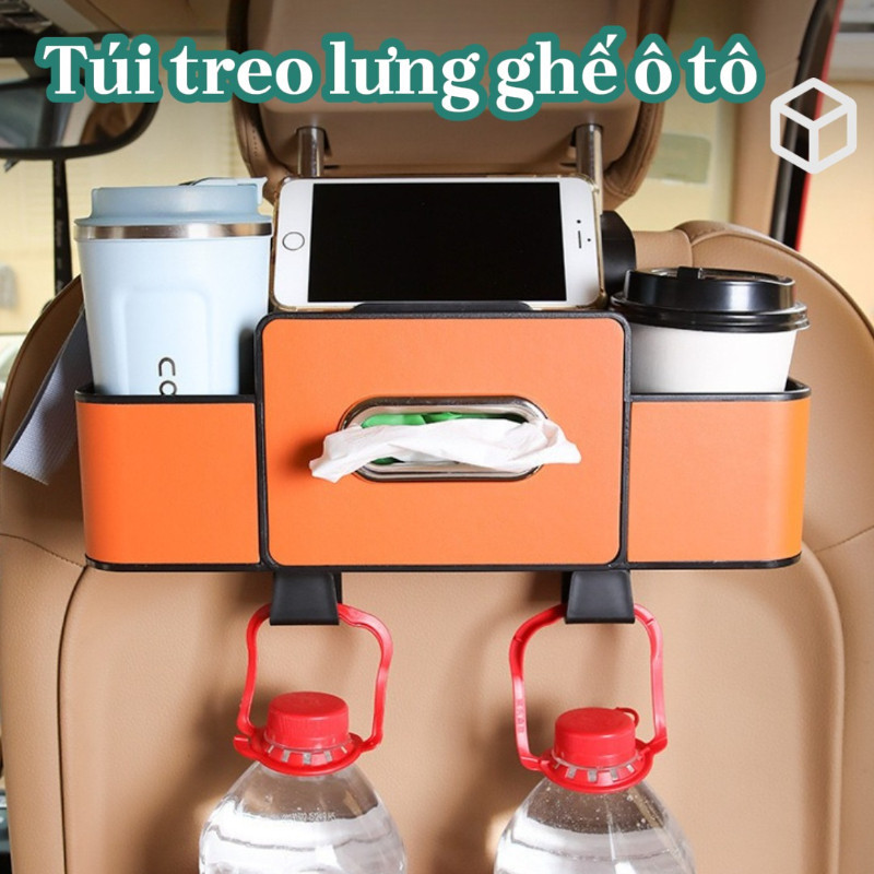 Túi Treo Lưng Ghế ô Tô - Túi Đựng Đồ Đa Năng Bằng Da PU, Nhiều Ngăn Tiện Lợi Kèm Giá Đỡ Điện Thoại, Cho Ghế Sau Xe Hơi