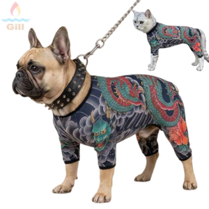 GILL Pet Tattoo Vest, Áo khoác hình xăm chó mèo bốn mùa sống động như thật, Sáng tạo Gần gũi Quần áo thú cưng thoáng khí mát mẻ cho thú cưng S đến 6XL
