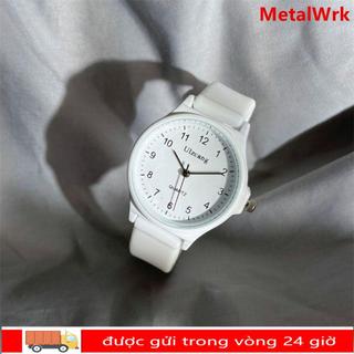 Đồng hồ thạch anh METALWRK, Đồng hồ đeo tay thông thường dành cho sinh viên, Dây đeo silicon Đồng hồ thạch anh nhiều màu có thể điều chỉnh