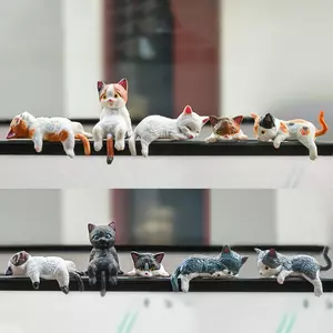 10 Chiếc Dễ Thương Mini Mèo Hình Bộ Thực Tế Phiên Bản Q Mèo Con PVC Mẫu Màn Hình Ô Tô Cạnh Bảng Điều Khiển Trang Trí saixit2vn