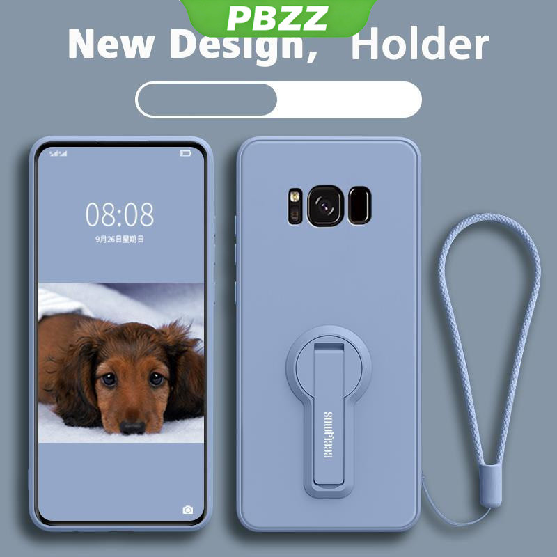 Ốp điện thoại Samsung S8/S8 Plus mềm, chống sốc, viền vuông, 360° kèm giá đỡ, thiết kế mới, silicon bảo vệ