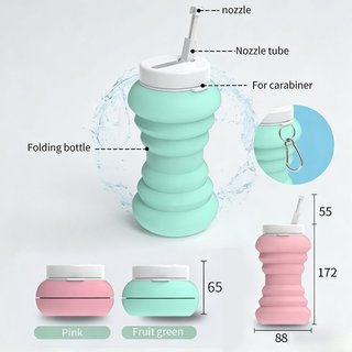 Bình xịt vệ sinh gập gọn 600ml silicone cao cấp không rò rỉ dành cho phụ nữ trẻ du lịch móc treo