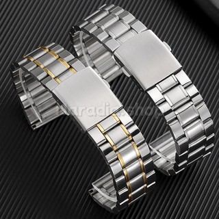 Dây đeo đồng hồ 3 hạt bằng thép không gỉ 12-24mm cho doanh nghiệp Dây đeo đồng hồ bền bỉ Báo chí đôi Khóa gấp phẳng Đồng hồ cổ tay để thay thế