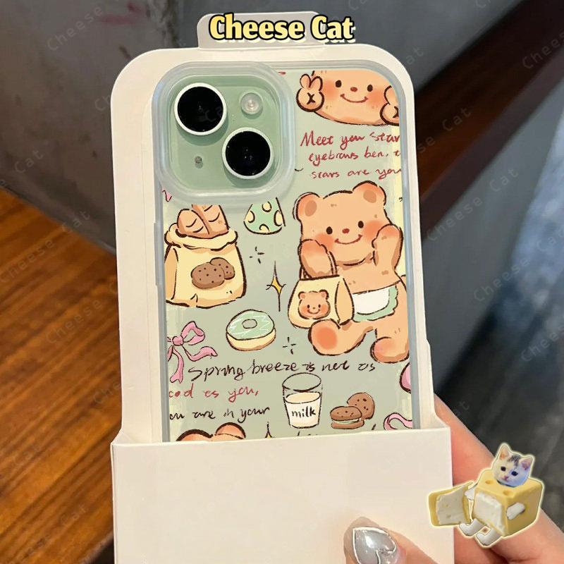 Gấu bơ dễ thương Ốp điện thoại màu vàng mờ cho iPhone 15 16 11 12 13 14 17 Pro Max 7 Plus XR Xs Max