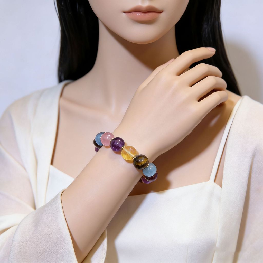 Đá Tự Nhiên Multigem Vòng Tay Ins Sang Trọng Dopamine Cầu Vồng Trang Sức Dành Cho Nữ Người Bạn Thân Nhất