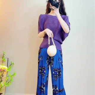 Miyake Áo Xếp Ly Cao Cấp, In Hình Retro Trên Nền Đơn Sắc, Thích Hợp Cho Phụ Nữ