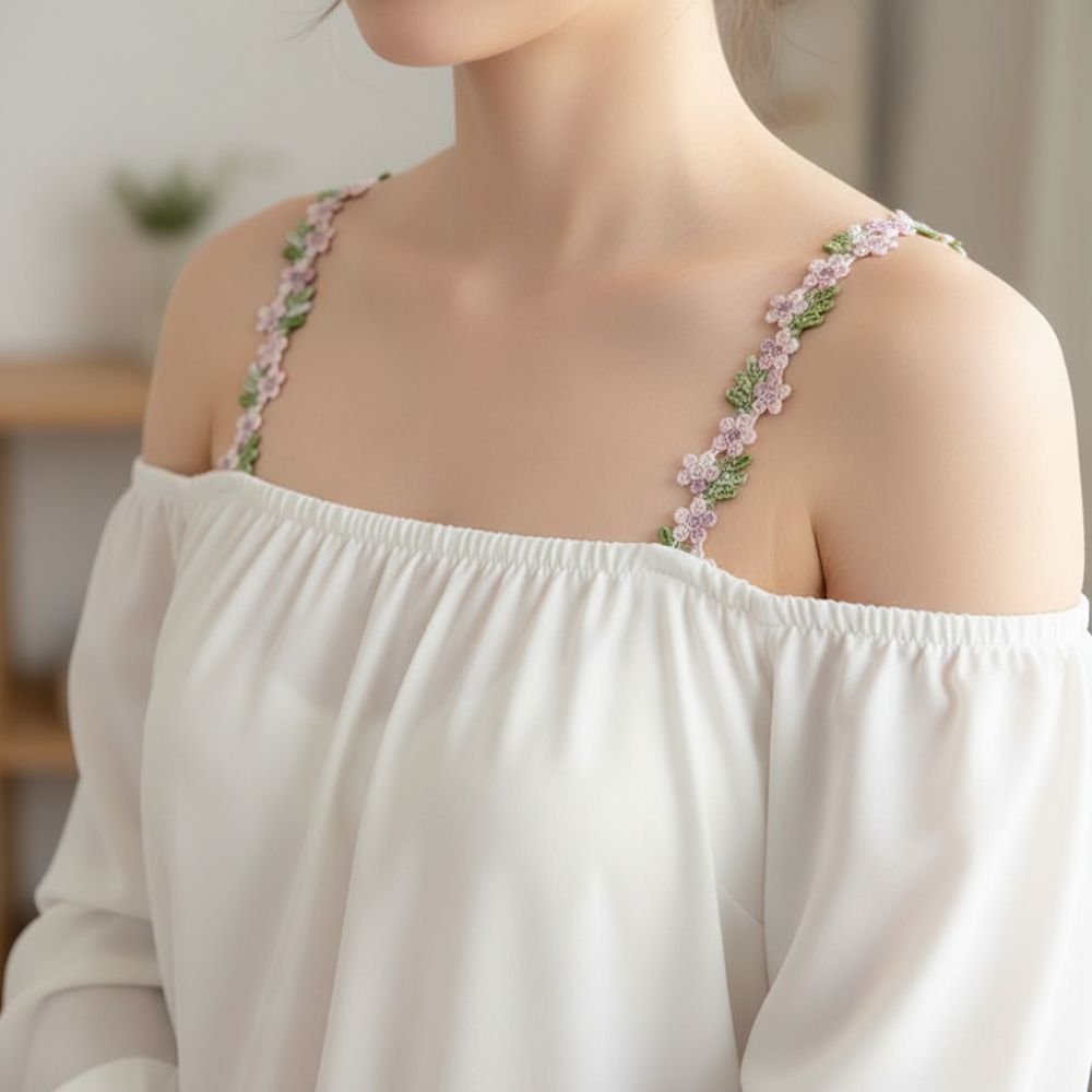 ORDOBOX 1 Cặp Dây Đeo Áo Ngực Hoa, Dây Đeo Vai Co Giãn Có Thể Điều Chỉnh, Hoa Ren Chống Trơn Trượt Sáng Tạo Có Viền Ren Thắt Lưng Vai Hoa Nữ