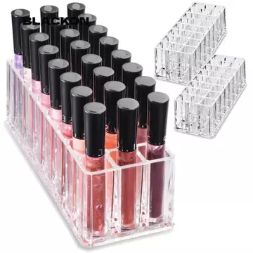 Hộp bóng để bàn BLACKON, Hộp đựng son môi Acrylic 24 khe, Giá đỡ mỹ phẩm làm móng cho bàn chải trang điểm Bút chì kẻ mày Son bóng Hộp đựng nước hoa