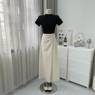 [Hàng Shop]: Set Áo Zip Đen Mix Chân Váy Đũi Xoắn Eo Dáng Dài Hàng 2 Lớp Du Lịch ,Đi Chơi Hè Kèm Ảnh Thật [SV90] Lollaye