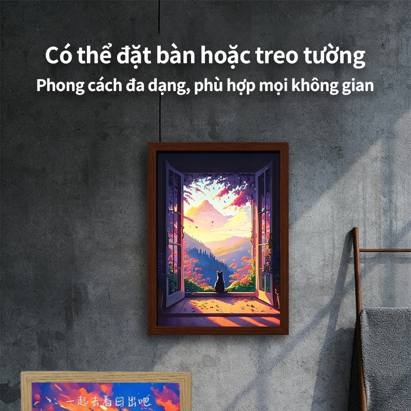 Tranh Đèn Led Phong Cảnh Chill - Đèn Trang Trí Để Bàn Học, Bàn Làm Việc, Đèn Ngủ & Decor Phòng Ngủ