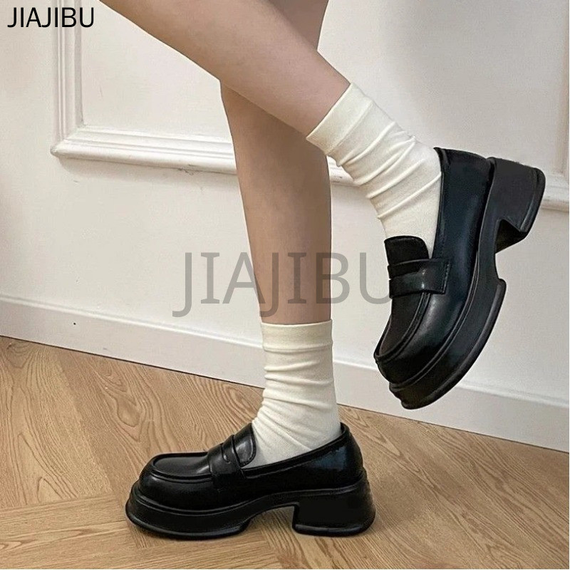 Size 34-45 Giày Da JK Kiểu Anh, Mũi Tròn, Đế Dày, Chống Trơn Trượt, Màu Đen Mờ, Chất Liệu Da Cao Gót, Thích Hợp Đi Học. 44 Giày Lười Kiểu Lolita Nhật Bản Cổ Điển Cỡ Lớn Dành Cho Phụ Nữ Và Bé Gái 43 Korean Fashion Patent Leather Mary Jane Shoes 42
