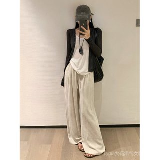 Quần Ống Rộng Sọc Phong Cách Nhật Bản - Dáng Rộng & Eo Cao - Giảm Giá 10%