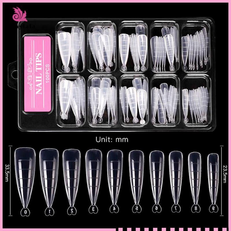 Eshylala 100 Chiếc Móng Tay Dạng Full Cover Gel Khuôn Đầu Nối Dài Móng Tay Tự Làm Móng Tay Phụ Kiện [MỚI]