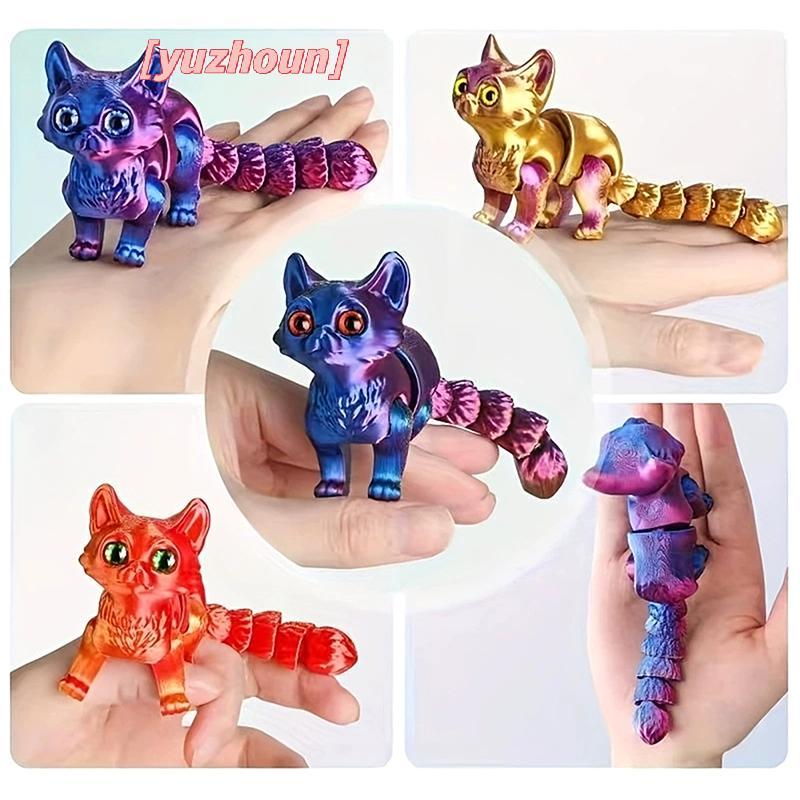 [yuzhoun] Mèo in hình 3D khớp nối 12cm Đồ chơi động vật dễ thương Trang trí để giảm căng thẳng Trang trí máy tính để bàn Quà tặng Giáng sinh cho thú cưng