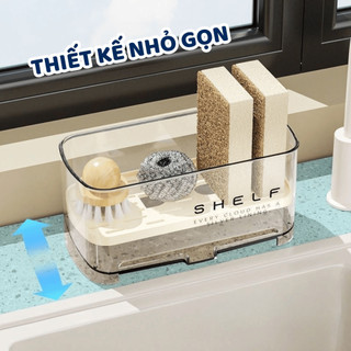 Kệ Đựng Đồ Rửa Chén ABS Trong Suốt MAISON, Kệ Để Nước Rửa Chén Có Khay Thoát Nước