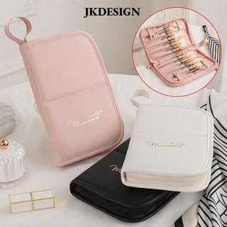 Túi đựng cọ trang điểm JKDESIGN, Hộp đựng mỹ phẩm dung tích lớn 20 lỗ, Hộp đựng cọ bền chống thấm nước màu kem di động