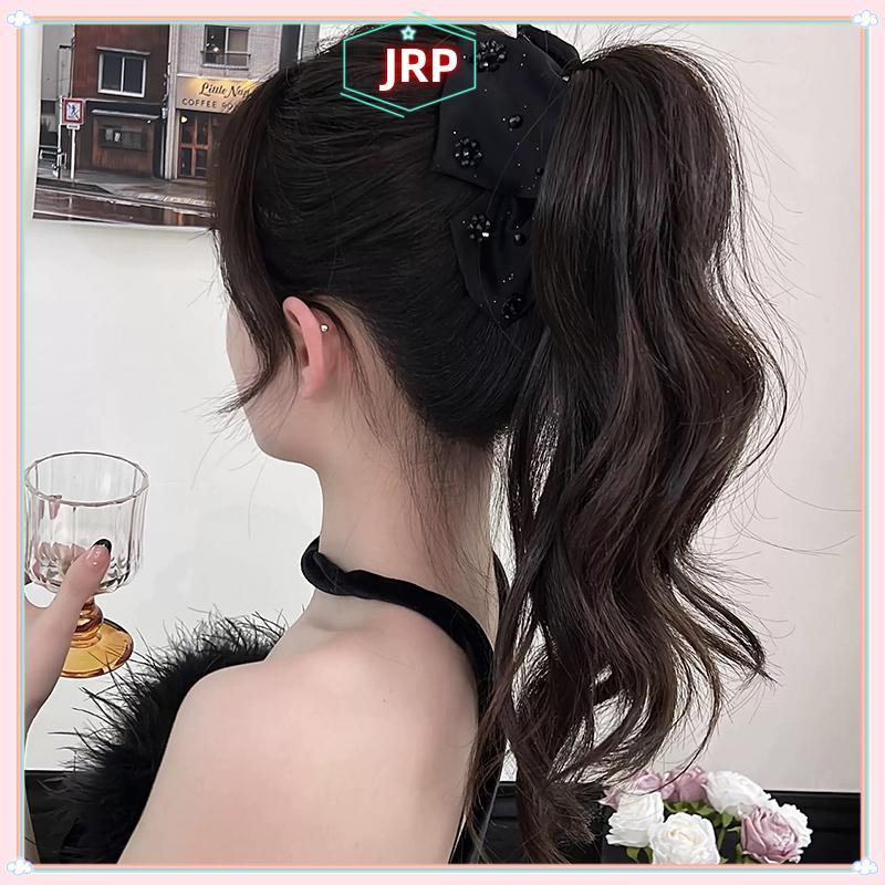 Kẹp tóc nơ lớn JRP với chất liệu satin mềm và chi tiết kim cương giả, phụ kiện thời trang cho nữ