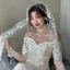 Mạng che mặt ren cổ điển kiểu Pháp với nơ