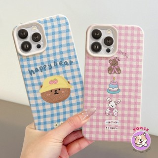 Plaid Bear Phone case for iPhone 15 16 17 11 12 13Pro Max 14Plus XR XS Max 7Plus Soft Case Girl Friend PWK
