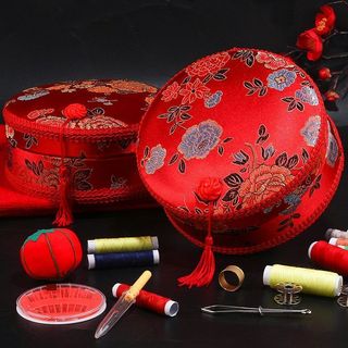Hộp may ống hút, bộ hồi môn cô dâu, nhà của hồi môn Hộp may đám cưới Bộ hồi môn nữ Bộ cầu lông gia đình Thiết thực Bộ may chữ vui vẻ Đồ dùng đám cưới Daquan Đám cưới 260106EE