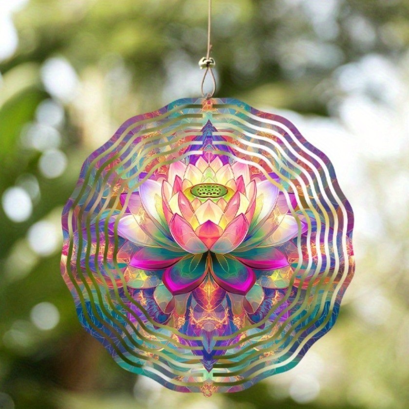 CIFbuy Chuông gió ngoài trời Hai mặt Mandala Kim loại Trang trí sân vườn Quà tặng ngày lễ