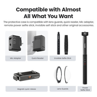 Dành cho Insta360 X4 Air, vỏ bảo vệ silicon cho thân máy, vỏ bảo vệ ống kính, vỏ ống kính và phụ kiện cho máy ảnh hành động