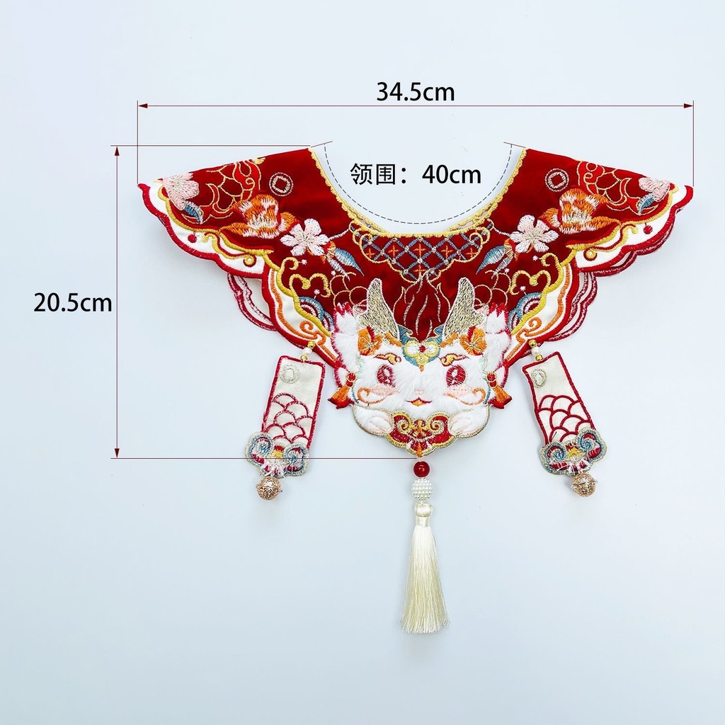 Đầm Hanfu cổ truyền Trung Hoa thêu họa tiết hoạt hình màu đỏ, phù hợp cho lễ hội và Tết Nguyên Đán