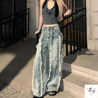 Quần jean nữ ống suông dáng rộng bigsize vintage mới 2026 cạp cao nâng mông viền thô