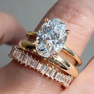 Bộ ba mảnh nhẫn bạc S925 zircon, quà cưới nữ thời trang