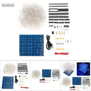 xihoho Hyuduo 3D Led Light Squared Kit 8x8x8 Cube Red Blue DIY Hand Made Trang trí nội thất Sáng bóng và độc đáo Tay nghề tuyệt vời để làm quà tặng chân thành (Màu đỏ)