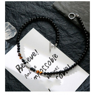 Phụ kiện thời trang tối giản dành cho nam: Vòng cổ hạt obsidian cao cấp