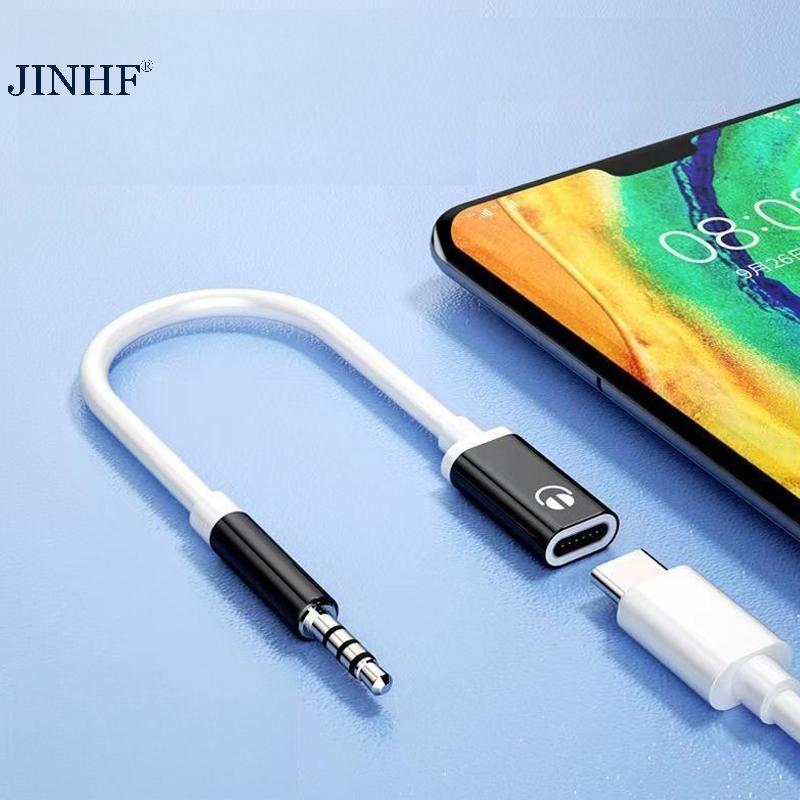 JINHF 3.5mm Công cộng sang Loại C Tai nghe phẳng sang cáp chuyển đổi tròn cho kết nối tương tự với bộ chuyển đổi điện thoại di động HOT