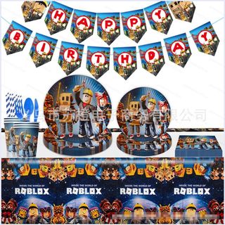 G13 Roblox Trang trí theo chủ đề kỷ niệm tiệc sinh nhật tấm giấy biểu ngữ khăn trải bàn Bộ đồ ăn dùng một lần G13