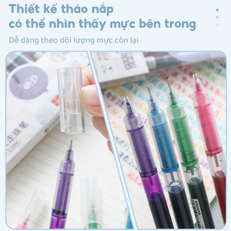 Set bút gel màu đa dạng, mang đến nhiều màu đẹp và bút đánh dấu 0.5mm chất lượng cho các bạn học sinh yêu bullet journal