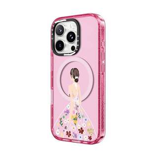 CASECASE X Váy Hoa Cô Gái Màu Hồng Fizz Trong Suốt Cứng Từ Hút Tác Động Dành Cho Apple IPhone 12 13 14 15 16 17 Pro Max Air Plus Có Hộp