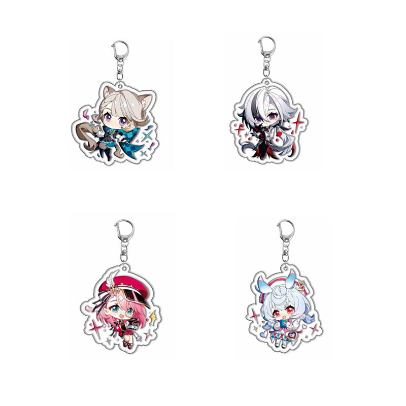 4pcs/set Wholesale Game Navia Furina Keychain For Women Men Jewelry Accessories Arcylic