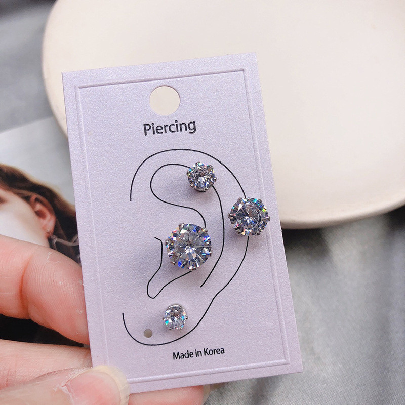 Bông tai từ tính kim cương siêu sáng bóng, không cần xuyên da, phụ kiện trang sức dành cho nữ