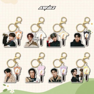 Kpop ATEEZ Keychain 2pcs/Set ANITEEZ Character Acrylic Printing Pendant