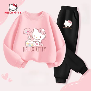 Hello Kitty Trẻ Em Áo Khoác Và Quần Jogger Trang Phục Dễ Thương Phong Cách Hoạt Hình Bé Gái Mặc Hàng Ngày